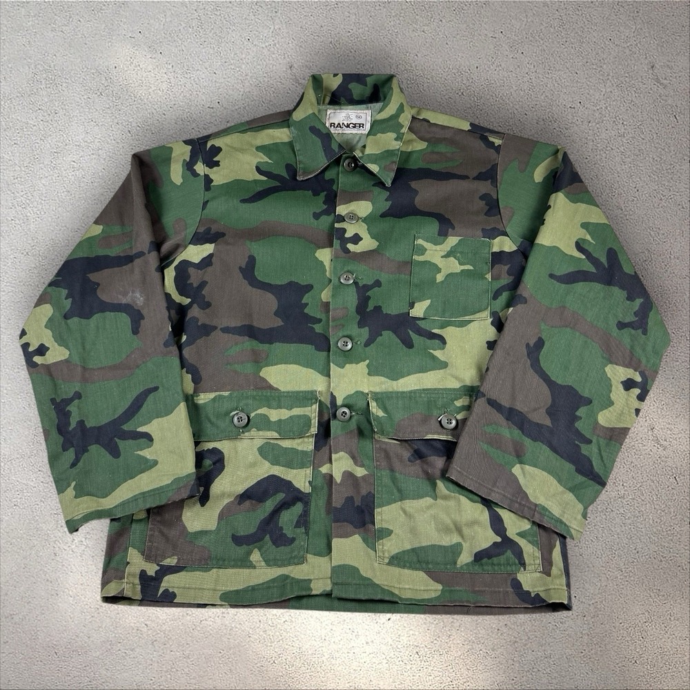 Vintage Ranger Woodland Camo‎ Chore Coat Men's Medium Three Pocket Hunting